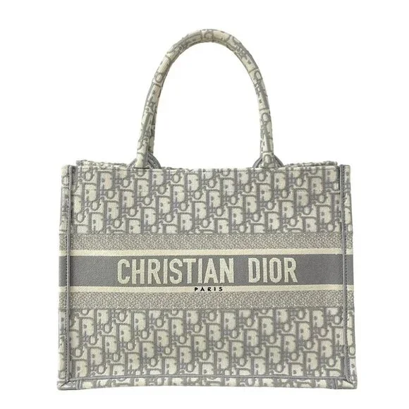 DIOR/ChristianDior Book Tote Bag Medium - White Gray Light gray Jacquard - Picture 1 of 16